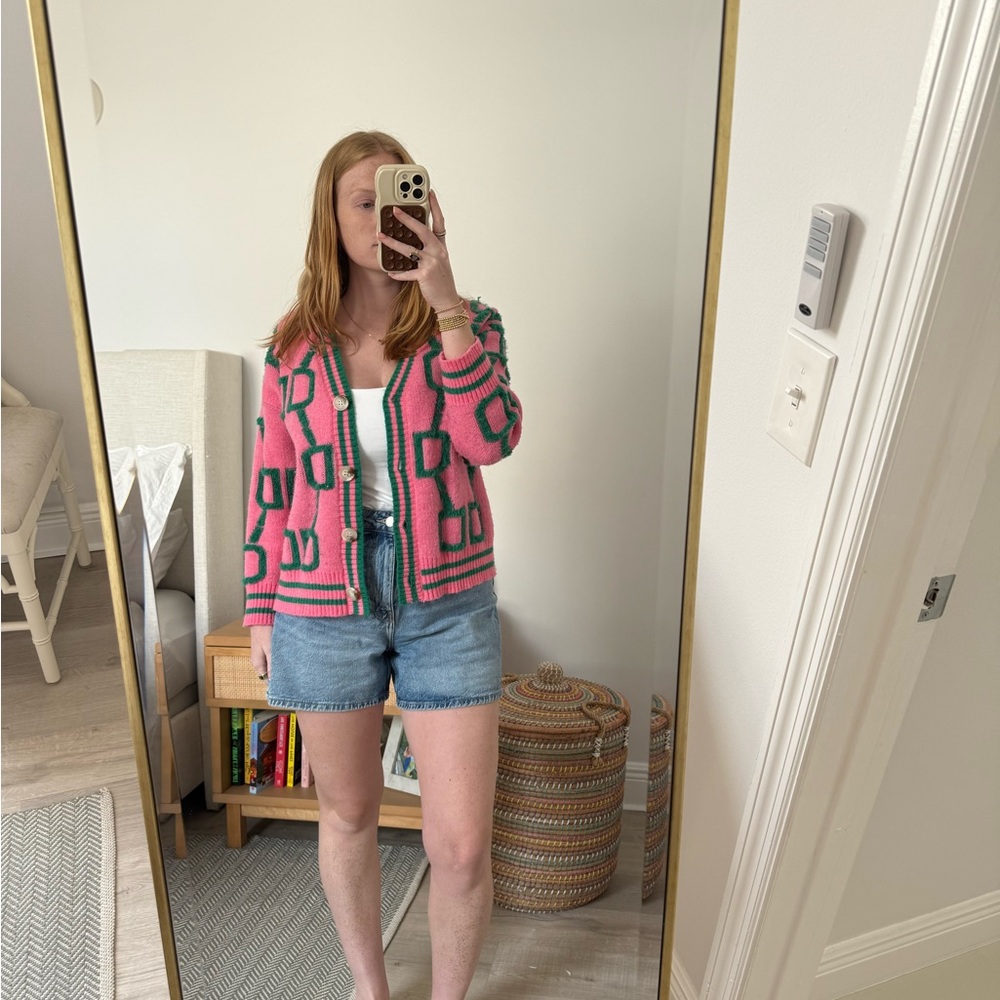 Miracle Pink and Green Knit Sweater